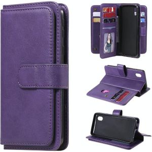 Voor Samsung Galaxy A01 Core Multifunctioneel Magnetic Copper Buckle Horizontale Flip Solid Color Lederen case met 10 Card Slots & Wallet & Holder & Photo Frame(Paars)