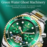 OLEVS 6605 heren multifunctioneel waterdicht mechanisch horloge (groen + goud)