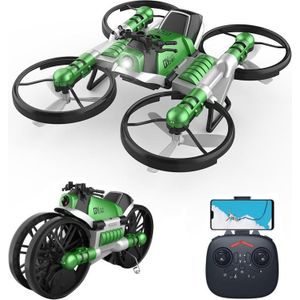 2 In 1 Land Air Misvorming Motorfiets Afstandsbediening Vliegtuigen Quadcopter Drone  Wifi Camera Versie (Groen)