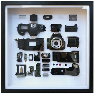 Niet-werkende display 3D mechanische film camera vierkante foto frame montage demonteren specimen frame  model: stijl 3  willekeurige camera model levering