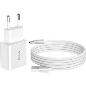 Ivon AD-35 2 in 1 18W QC3.0 USB-poort Travel Charger + 1m USB naar USB-C / Type-C Datatabel Set  EU-stekker