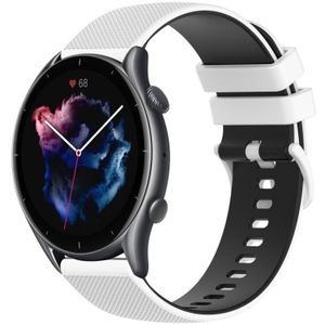 Voor Amazfit GTR 3 22 mm geruite tweekleurige siliconen horlogeband (wit + zwart)