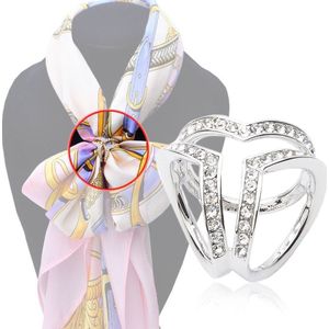 Sjaal gesp accessoires broche eenvoudige drie vierkante kristallen sjaal (zilver)