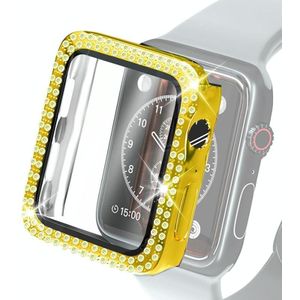 Electroplating PC Double Rows Diamond Protective Case met gehard glasfilm voor Apple Watch Series 3 & 2 & 1 38mm