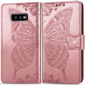 Butterfly Love bloemen relif horizontale Flip lederen case voor Galaxy S10e  met houder & kaartsleuven & portemonnee & Lanyard (Rose goud)