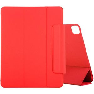 Voor iPad Pro 12 9 inch (2020) horizontale flip ultradunne dubbelzijdige clip actieve gesp magnetische gesp lederen behuizing met drie-vouwen houder & slaap / wake-up functie(rood)