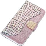 Voor Samsung Galaxy A32 4G Laser Glitter Poeder Matching Crocodile Texture Horizontale Flip Lederen Hoesje met Kaart Slots &Holder &Wallet (Zilver)