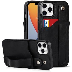 Crazy Horse Texture Shockproof TPU + PU Leather Case with Card Slot & Wrist Strap Holder For iPhone 11 Pro Max(Black)
