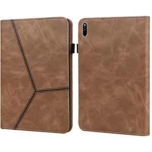 Voor Huawei Matpad 10.8  Solid Color Relif Gestreepte Lederen Case (Brown)