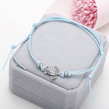 Boho Anklet Wax String zeeschildpad vetersluiting voet sieraden kralen armband voor Women(blue)