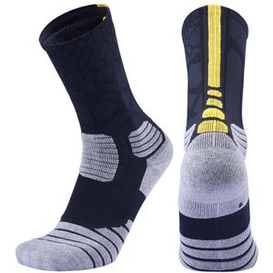 2 paar lengte buis basketbal sokken boksen roller schaatsen rijden sport sokken  maat: XL 43-46 yards (zwart geel)
