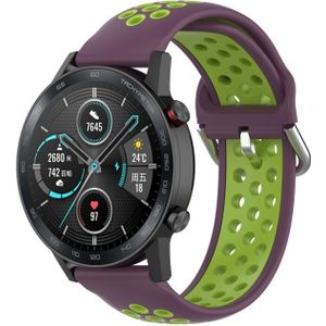 Voor Huawei Honor Magic Watch 2 46mm 22mm Clasp Twee Kleuren Sport Polsband Watchband (Paars + Groen)