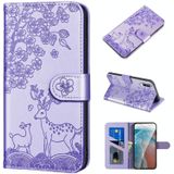 Voor Samsung Galaxy A70 Sika Deer Embossing Patroon Horizontale Flip PU Lederen Case met Houder & Card Slot & Portemonnee & Fotolijst (Paars)