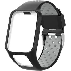 Voor TomTom Spark runner 2/3 riem universeel model twee kleuren siliconen vervangende armband (zwart grijs)