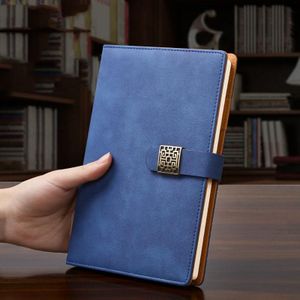 Notebook Business Retro Eenvoudige Notebook Office Kladblok Blauwe A5 Venster grille magnetische gesp
