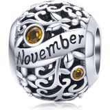 S925 Sterling Silver 12 Birthstone DIY Bracelet Ketting Accessoires  Stijl: November