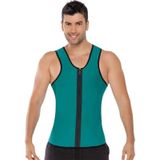 Mannen Fitness Korset Neopreen Sport Buikcontrole Shapewear Rits Tanktop Trainingskleding  Maat: 3XL(Groen)