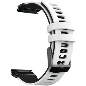 Voor Garmin Fenix 6x tweekleurige siliconen quick release vervangende riem horlogeband (wit zwart)