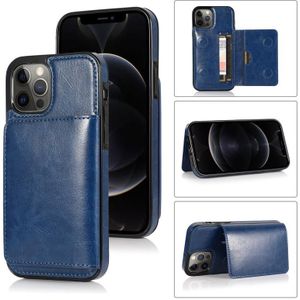 Schokbestendige PU + TPU beschermhoes met kaartslots & houder voor iPhone 12 Pro Max(Blauw)