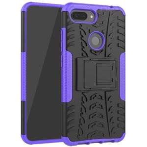 Schokbestendige PC + TPU Tire patroon Case voor Xiaomi Mi 8 lite  met houder (paars)