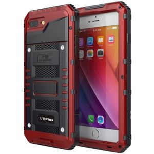 Waterdichte stofdichte schokbestendige zink legering + siliconen case voor iPhone 8 plus & 7 Plus (rood)