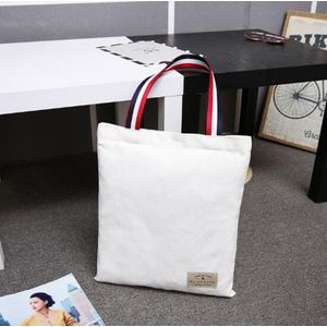 Canvas Tote Bag Hand Bag Kleurrijke schouderband grote capaciteit shopping bag (wit)