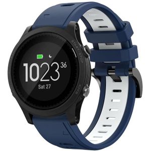 Voor Garmin Forerunner 935 22mm tweekleurige sport siliconen horlogeband (middernachtblauw + wit)