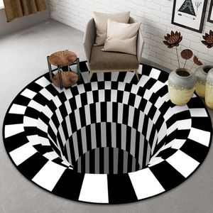 3D Illusion Stereo Vision Carpet Living Room Floor Mat  Size: 60x60cm(Round Vision 1)