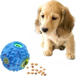 Pet voedsel dispenser piepende giggle Quack geluid opleiding speelgoed kauwen bal  grootte: M  bal diameter: 9.2 cm (blauw)