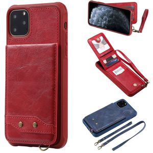 Voor iPhone 11 Pro Max verticaal Flip Wallet schokbestendig terug cover beschermhoes met houder & kaartsleuven & Lanyard & Foto's frames (rood)