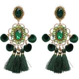 Drop haarbal Earring handgemaakte kwast grote Earring gefranjerde earrings(Green)