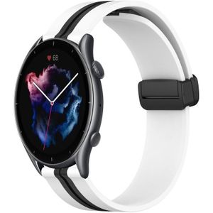 Voor Amazfit GTR 3 Pro 22 mm opvouwbare magnetische sluiting siliconen horlogeband (wit + zwart)