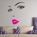 Sexy lippen vrouw portret schoonheids salon slaapkamer woonkamer decoratie PVC muur sticker (roze)