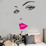 Sexy lippen vrouw portret schoonheids salon slaapkamer woonkamer decoratie PVC muur sticker (roze)
