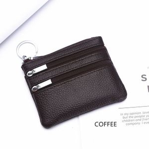 Echte lederen vrouwen kleine portemonnee verandering portemonnees rits kaarthouder portefeuilles (koffie)