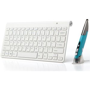 KM-909 2.4 GHz Smart Sylus pen draadloze optische muis + draadloos toetsenbord set (wit)