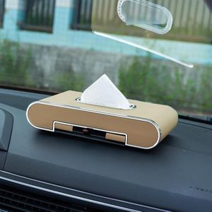 Auto dashboard diamant papieren handdoek doos met tijdelijke parkeerplaats telefoonnummer kaart &telefoon houder (beige)