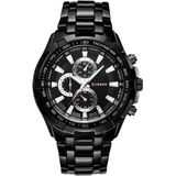 CURREN 8023 mannen RVS analoge sport quartz horloge (zwart geval zwarte gezicht)
