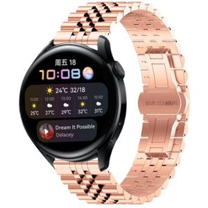 Voor Huawei Watch 3 / 3 Pro Five Bull halfronde roestvrijstalen horlogeband + riemverwijderingsgereedschap (rosgoud)