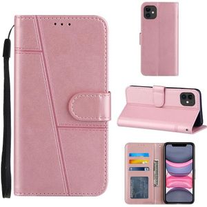 Stiksels kalf textuur gesp horizontale flip lederen geval met houder  kaart slots & portemonnee & lanyard voor iPhone 11 Pro (roze)