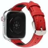 14 mm slanke echte lederen riem watchband voor Apple Watch Series 6 & se  5 & 4 44mm / 3 & 2 & 1 42mm (rood)