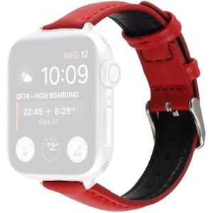 14 mm slanke echte lederen riem watchband voor Apple Watch Series 6 & se  5 & 4 44mm / 3 & 2 & 1 42mm (rood)