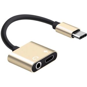 USB-C/type-C naar 3.5 mm AUX + USB-C/type C oortelefoon adapter oplader audio kabel voor Mi 8 Lite a2 (L1130) (goud)