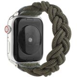 Elastic Woven Watchband Voor Apple Watch Series 6 & SE & 5 & 4 44mm / 3 & 2 & 1 42mm  Lengte:130mm(Donkergroen)