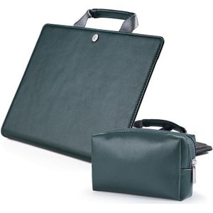 Boekstijl Laptop Beschermhoes Handtas voor MacBook 14 inch (Ink Green + Power Bag)