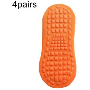 4 paar Trampoline Sokken Gestippelde Rubberen Antislip Vloersokken Yoga Sokken  Maat: Volwassene 35-43 Yards (Oranje Rood)