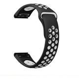 Voor Garmin Instinct 2 Solar Sports ademende siliconen horlogeband (zwart + wit)