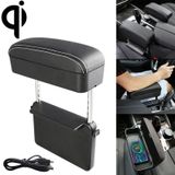 Universal Car Wireless Qi Standaard Charger PU Leder verpakt armsteun Box Cushion Auto Armsteun Box Mat met opbergdoos (Zwart Wit)