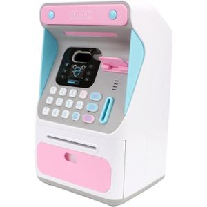 8010 Gesimuleerde gezichtsherkenning ATM Machine Piggy Bank Wachtwoord Automatische Rolling Geld Safe Piggy Bank  Style: Pink