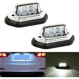 2 STUKS MK-257 Auto Van Bus Trailer LED Achterlicht Zijlicht 12-30V 6LEDs Kentekenverlichting (Zilver)